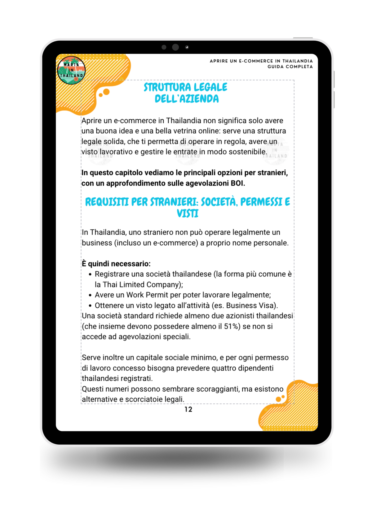 Pagine della guida pratica con informazioni per avviare un’attività e-commerce in Thailandia.